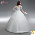 2017 Lalest princess short sleeve chapel train alibaba lace applique plus size wedding dress